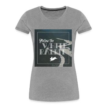 Follow the white rabbit - Frauen Premium Bio T-Shirt - Grau meliert - Vorne - Mia (176cm)