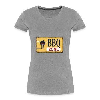 bbqzone - T-shirt bio Premium Femme - gris chiné - Devant - Mia (176cm)