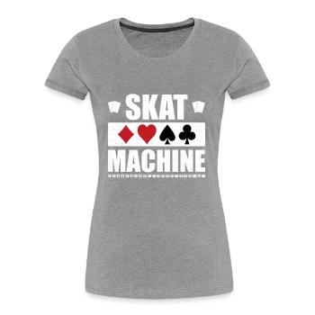 Skat Machine - Karten spielen - Frauen Premium Bio T-Shirt - Grau meliert - Vorne - Mia (176cm)