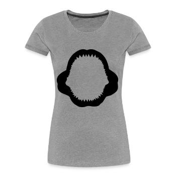 HAI Gebiss / Haifischzähne - Frauen Premium Bio T-Shirt - Grau meliert - Vorne - Mia (176cm)