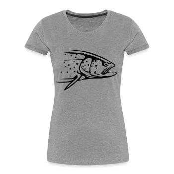 Forelle - Frauen Premium Bio T-Shirt - Grau meliert - Vorne - Mia (176cm)