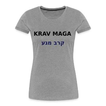 KRAV MAGA - T-shirt bio Premium Femme - gris chiné - Devant - Mia (176cm)