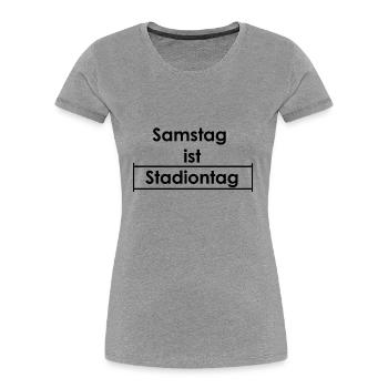 Samstag Stadion II - Frauen Premium Bio T-Shirt - Grau meliert - Vorne - Mia (176cm)