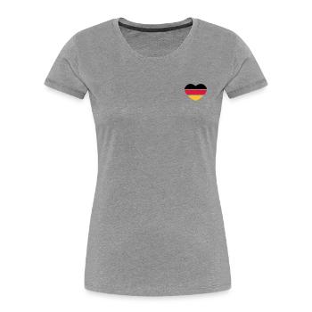 Herz 3farbig - Schwarz Rot Gold - Deutschland - Frauen Premium Bio T-Shirt - Grau meliert - Vorne - Mia (176cm)