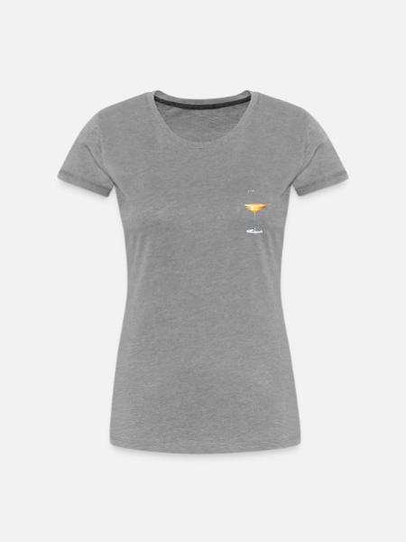 Glas Weißwein - Frauen Premium Bio T-Shirt - Grau meliert