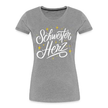 Schwesterherz: Beste Schwester Geburtstag Hochzeit - Frauen Premium Bio T-Shirt - Grau meliert - Vorne - Mia (176cm)