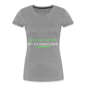 Du bist auch Vegetarier? - Frauen Premium Bio T-Shirt - Grau meliert - Vorne - Mia (176cm)