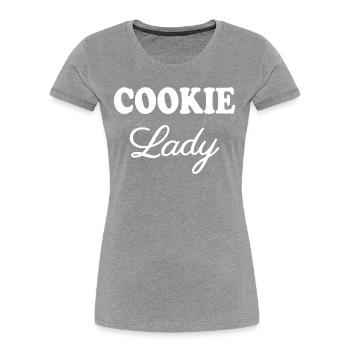Cookie Lady - T-shirt bio Premium Femme - gris chiné - Devant - Mia (176cm)