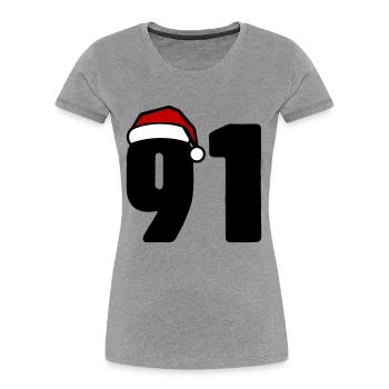 91 Zahl Weihnachten - Frauen Premium Bio T-Shirt - Grau meliert - Vorne - Mia (176cm)
