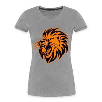 Lion Head Symbol Lion - Women's Premium Organic T-Shirt - heather grey - Front - Mia (176cm)