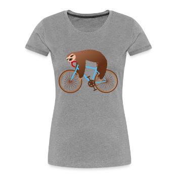 Faultier T-Shirt Geschenk Idee Geburtstag Lustig - Frauen Premium Bio T-Shirt - Grau meliert - Vorne - Mia (176cm)