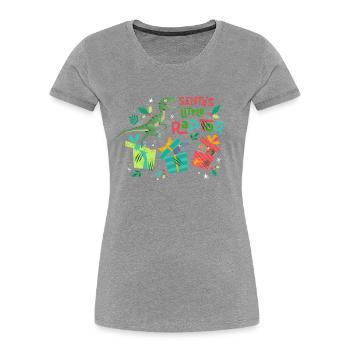 Jurassic World Santas's Little Raptor - T-shirt bio Premium Femme - gris chiné - Devant - Mia (176cm)