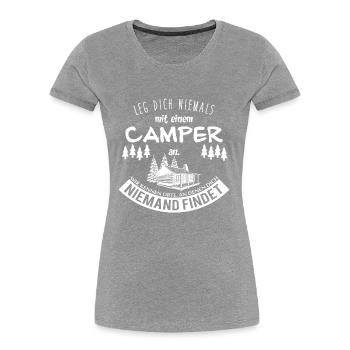 Camper - Frauen Premium Bio T-Shirt - Grau meliert - Vorne - Mia (176cm)