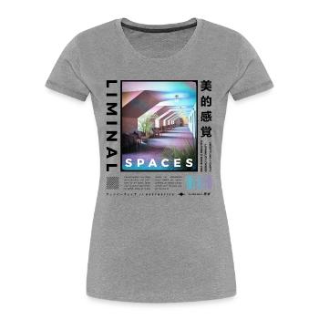 Liminal Spaces Retro 80s & 90s Backrooms Vaporwave - Women's Premium Organic T-Shirt - heather grey - Front - Mia (176cm)