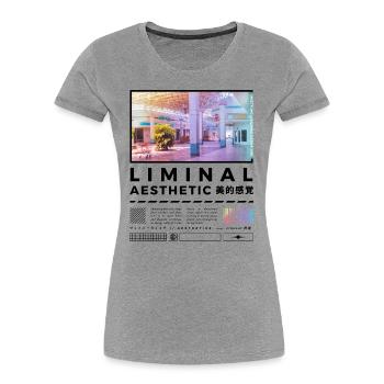 Liminal Spaces Retro 80s & 90s Backrooms Vaporwave - Women's Premium Organic T-Shirt - heather grey - Front - Mia (176cm)