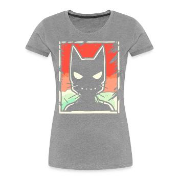 Cartoon Schatten Katze - Frauen Premium Bio T-Shirt - Grau meliert - Vorne - Mia (176cm)