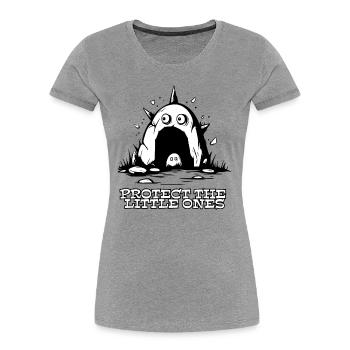 Cartoon: Protect the little ones - Women's Premium Organic T-Shirt - heather grey - Front - Mia (176cm)