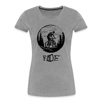 Mit dem Mountainbike unterwegs - Frauen Premium Bio T-Shirt - Grau meliert - Vorne - Mia (176cm)
