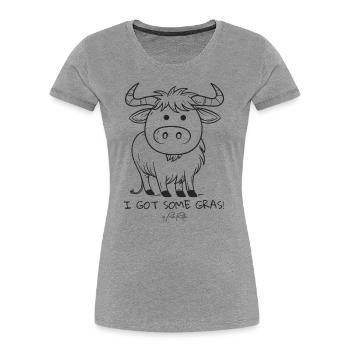 I have a bunch of grass, cartoon cow - Women's Premium Organic T-Shirt - heather grey - Front - Mia (176cm)