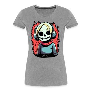 Rebondis avec moi, musique de Manga Girl - T-shirt bio Premium Femme - gris chiné - Devant - Mia (176cm)
