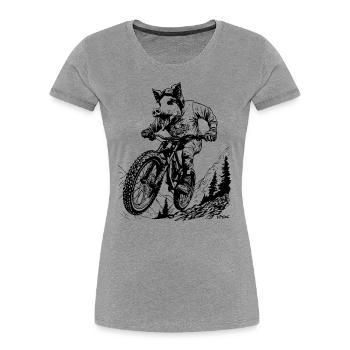 VTT comme un cochon - T-shirt bio Premium Femme - gris chiné - Devant - Mia (176cm)