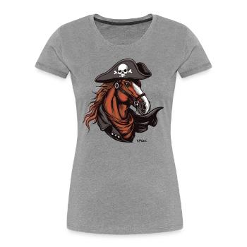 Das Pferd ist ein Pirat - Frauen Premium Bio T-Shirt - Grau meliert - Vorne - Mia (176cm)