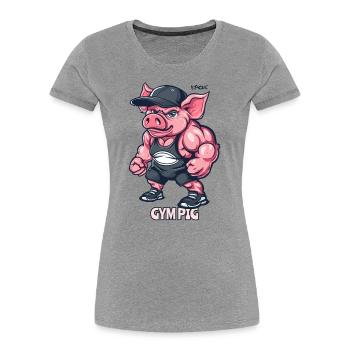 Bodybuilder Muskel Gym Schwein - Frauen Premium Bio T-Shirt - Grau meliert - Vorne - Mia (176cm)