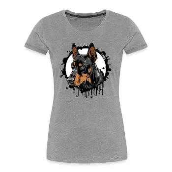 Dobermann Hund: Hundebesitzer - Frauen Premium Bio T-Shirt - Grau meliert - Vorne - Mia (176cm)