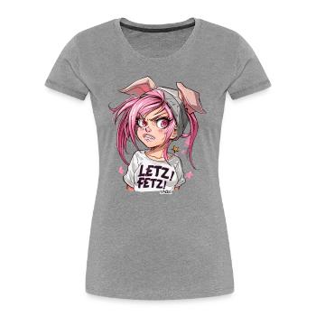Selbstbewußt und stark, cooles Schweine-Mädchen - Frauen Premium Bio T-Shirt - Grau meliert - Vorne - Mia (176cm)