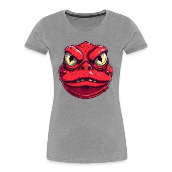 Big Fat Red Angry Toad Monster - Women's Premium Organic T-Shirt - heather grey - Front - Mia (176cm)
