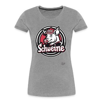 Casquette vraiment cool : Cochon dans l’équipe de cochons - T-shirt bio Premium Femme - gris chiné - Devant - Mia (176cm)