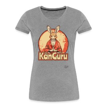Kän Guru: Der Känguru-Guru, Meditation und Yoga - Frauen Premium Bio T-Shirt - Grau meliert - Vorne - Mia (176cm)