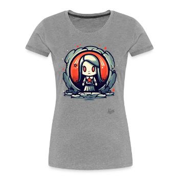 Cute and Cool Cartoon Girl: More Than Cute - Women's Premium Organic T-Shirt - heather grey - Front - Mia (176cm)