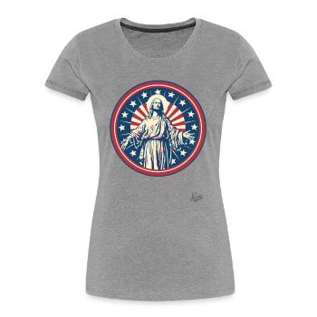 Patriotic American Jesus - Women's Premium Organic T-Shirt - heather grey - Front - Mia (176cm)