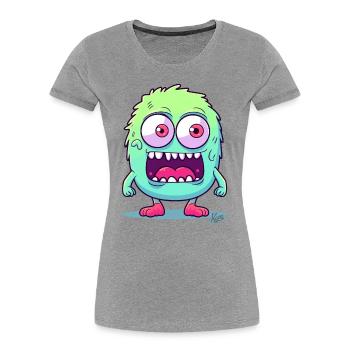 Süßes und Lustiges Monster - Frauen Premium Bio T-Shirt - Grau meliert - Vorne - Mia (176cm)