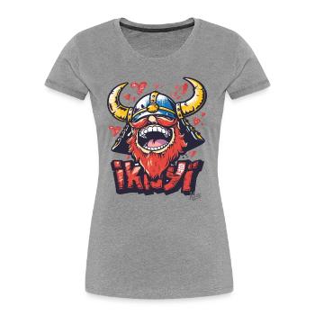 Japanese Funny Viking: A Stylish Fun - Women's Premium Organic T-Shirt - heather grey - Front - Mia (176cm)