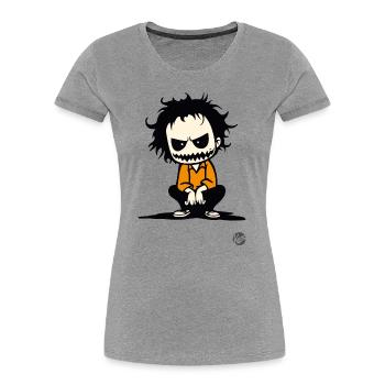 Gruseliger Halloween-Typ - Frauen Premium Bio T-Shirt - Grau meliert - Vorne - Mia (176cm)
