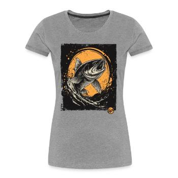 Für Angler beim Fischen, ein Fisch - Frauen Premium Bio T-Shirt - Grau meliert - Vorne - Mia (176cm)