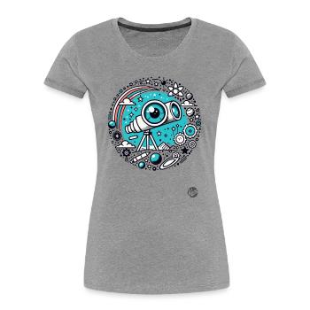Astronomie Design "Auge der Astronomie" Teleskop - Frauen Premium Bio T-Shirt - Grau meliert - Vorne - Mia (176cm)