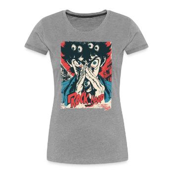 Monster Eyes Rock Hard - Women's Premium Organic T-Shirt - heather grey - Front - Mia (176cm)