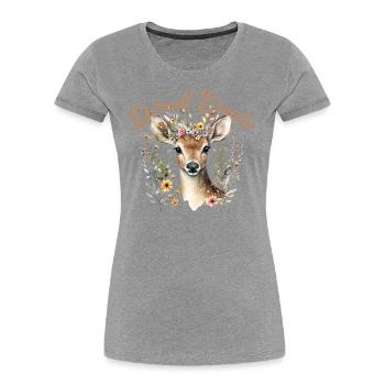 Reh Dirndl Ersatz - Frauen Premium Bio T-Shirt - Grau meliert - Vorne - Mia (176cm)