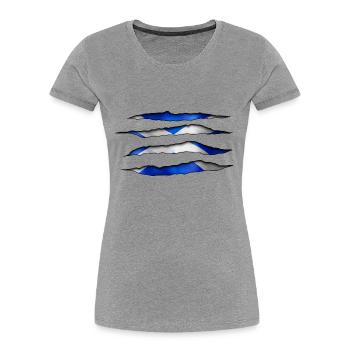 Schottland Aufgerissen 003 AllroundDesigns - Frauen Premium Bio T-Shirt - Grau meliert - Vorne - Mia (176cm)