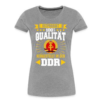 Ostdeutschland Osten Ossi DDR Heimat Ostblock - Frauen Premium Bio T-Shirt - Grau meliert - Vorne - Mia (176cm)