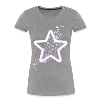 Sternchen Sterne Glitzer Kindermotiv Baby Pastell - Frauen Premium Bio T-Shirt - Grau meliert - Vorne - Mia (176cm)
