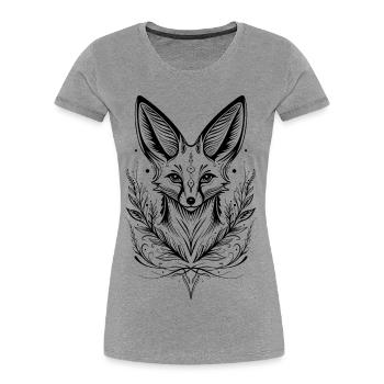 Fuchs Wüstenfuchs Fennek - Frauen Premium Bio T-Shirt - Grau meliert - Vorne - Mia (176cm)