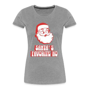Père Noël rétro amusant - Le Ho préféré du Père Noël - T-shirt bio Premium Femme - gris chiné - Devant - Mia (176cm)