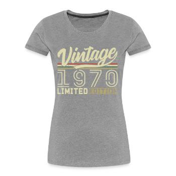 Legende seit 1970 Geboren 1970 Geburtstag 54 Jahre - Frauen Premium Bio T-Shirt - Grau meliert - Vorne - Mia (176cm)