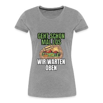 Bergführer Spruch für Wanderung mit Wanderführer - Frauen Premium Bio T-Shirt - Grau meliert - Vorne - Mia (176cm)
