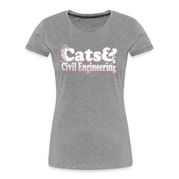 Cute Kawaii Cats And Civil Engineering Women's Cat - Frauen Premium Bio T-Shirt - Grau meliert - Vorne - Mia (176cm)