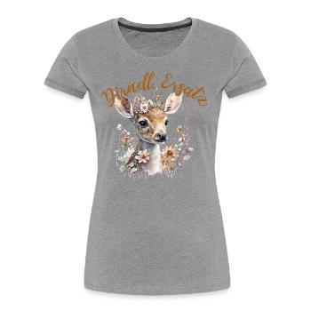 Reh Dirndl Ersatz - Frauen Premium Bio T-Shirt - Grau meliert - Vorne - Mia (176cm)